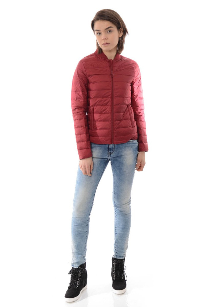 Damska Puchowa Wiosenna Kurtka Kornelia Bordowa