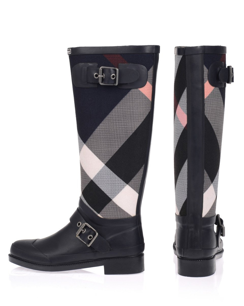 Damskie Kalosze Kylie Zmysłowa Krata Granatowe