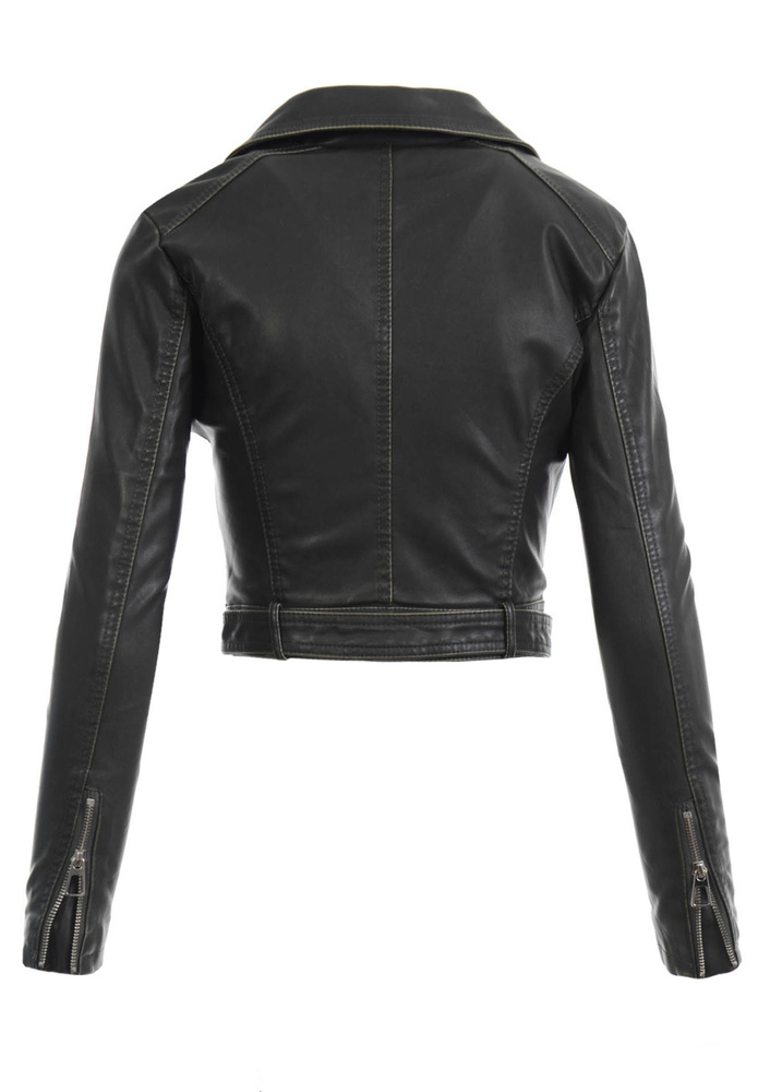 Damska Kurtka Ramoneska Vintage Zielono Czarna