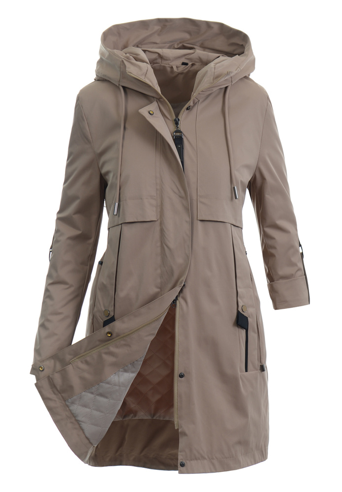 Damska Wiosenna Kurtka Płaszcz Parka Oksana Beżowa