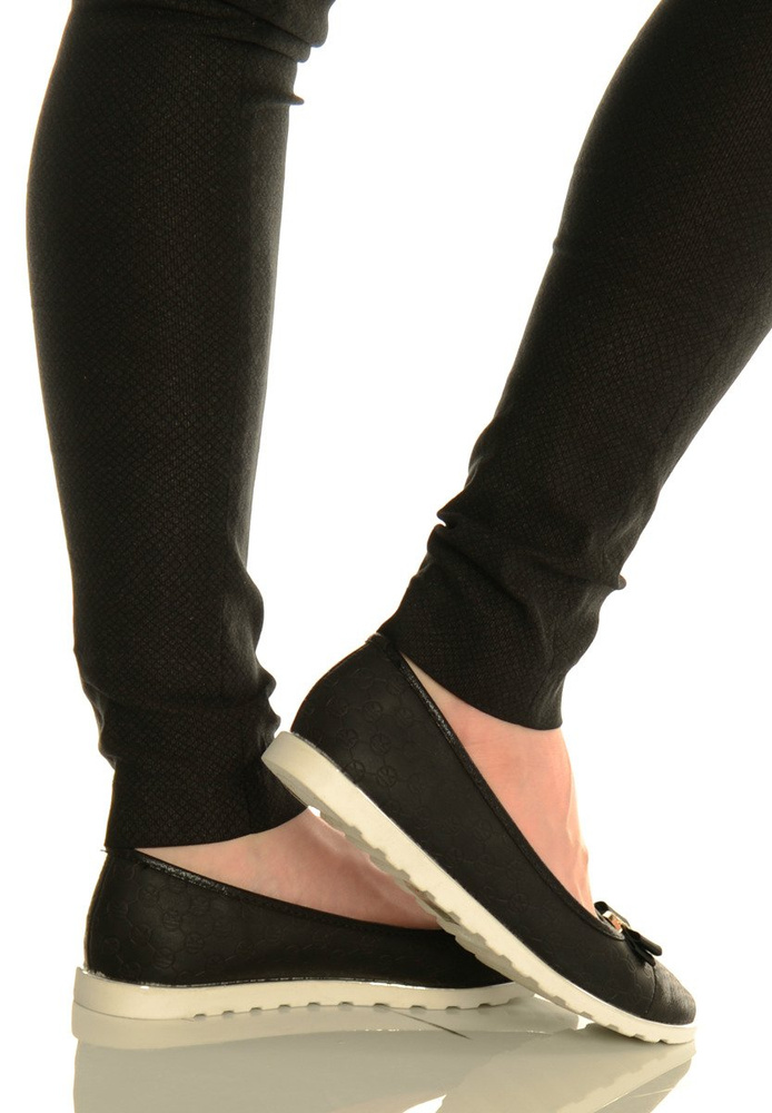 Damskie Buty Baleriny z Kokardką Niki Czarne