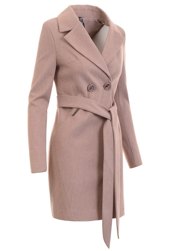 Dzianinowy Beżowo-Czerwony Płaszcz W Kratkę Wiosenno - Jesienny Bogumiła