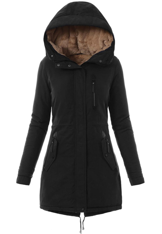Damska Kurtka Parka Ortalionowa Zimowa Czarna