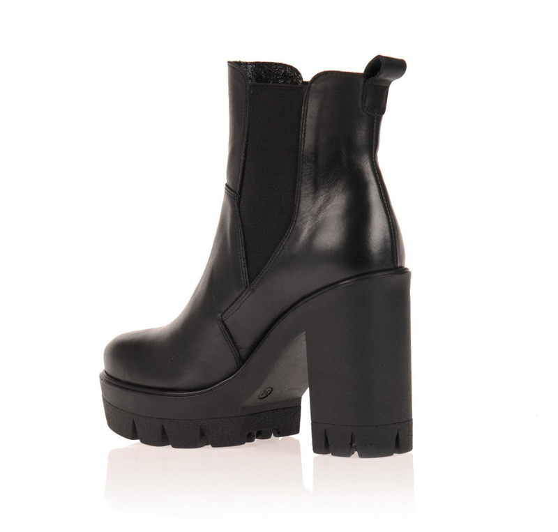 Polskie Mega Botki Platforma Skóra Black