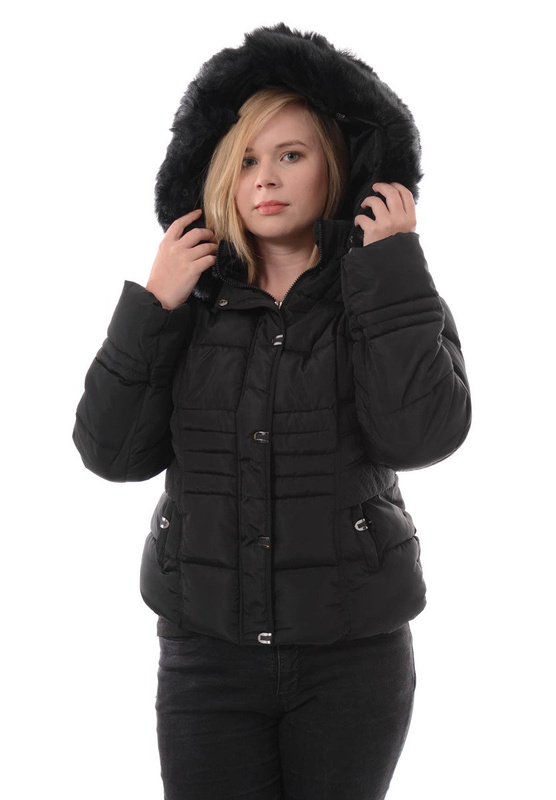 Damska Zimowa Ortalionowa Kurtka Czarna