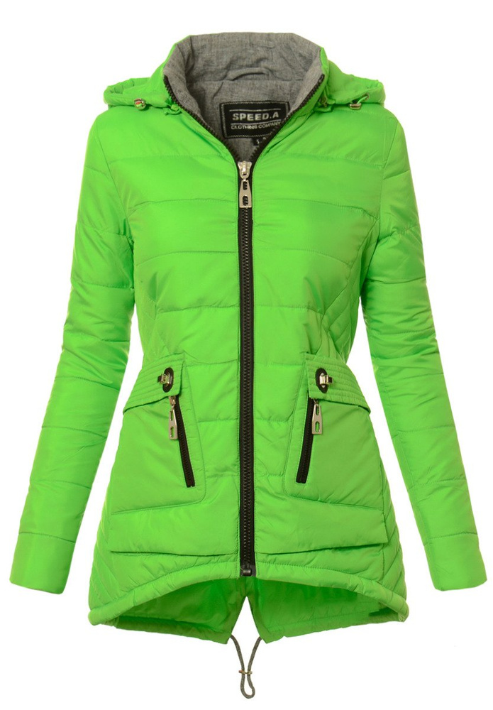 Damska Jesienna Wiosenna Kurtka Zoja Zielona Neonowa