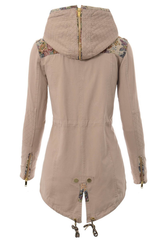 Damska Kurtka Parka Wiosenna Beżowa
