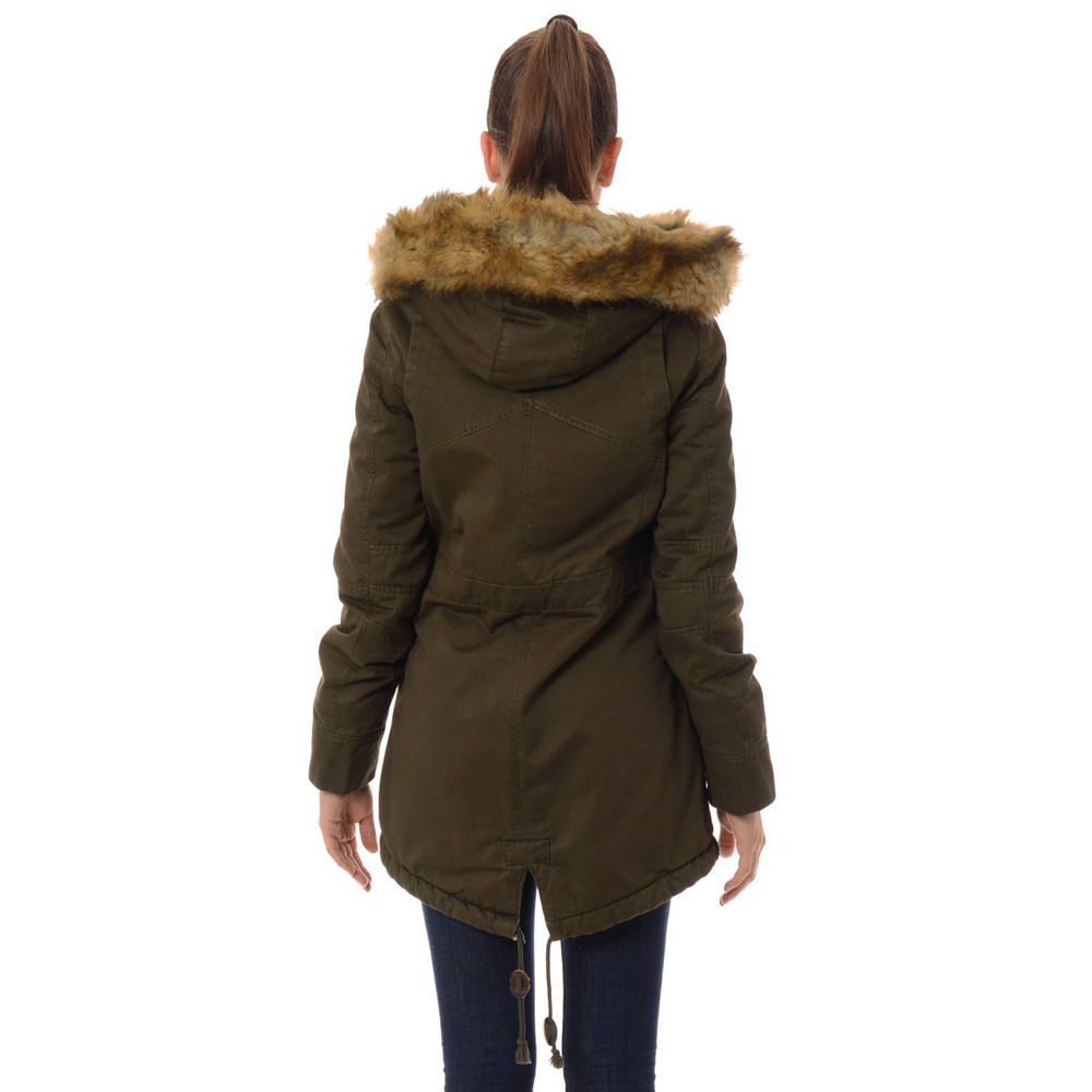 Damska Kurtka Parka Zimowa Futro Carla Zielona