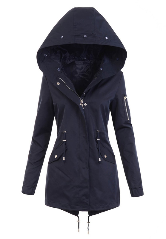 Damska Kurtka Parka 2w1 Dagmara Granatowa z Futerkiem Ecru