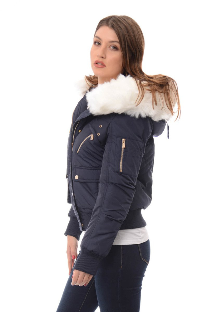 Damska Zimowa Kurtka Bomberka Beata Granatowa