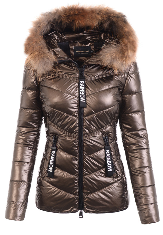 Damska Kurtka Zimowa Ortalionowa Marcelina Brązowa