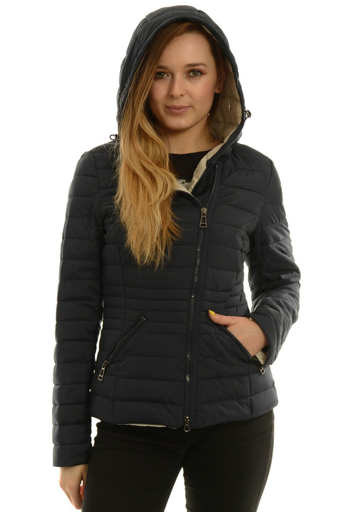 Damska Jesienna Wiosenna Kurtka Ortalionowa Granatowa