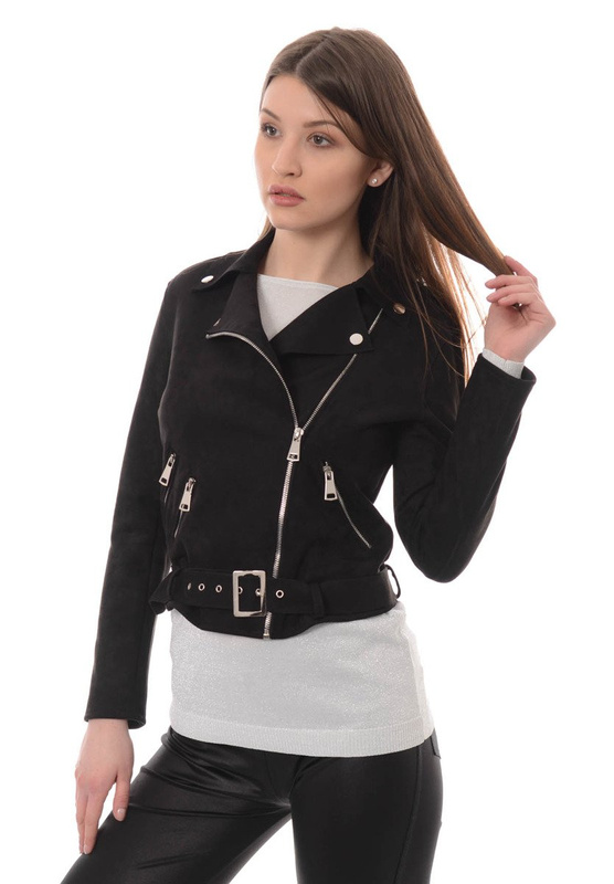 Ramoneska w Kolorze Czarnym z Zamszu