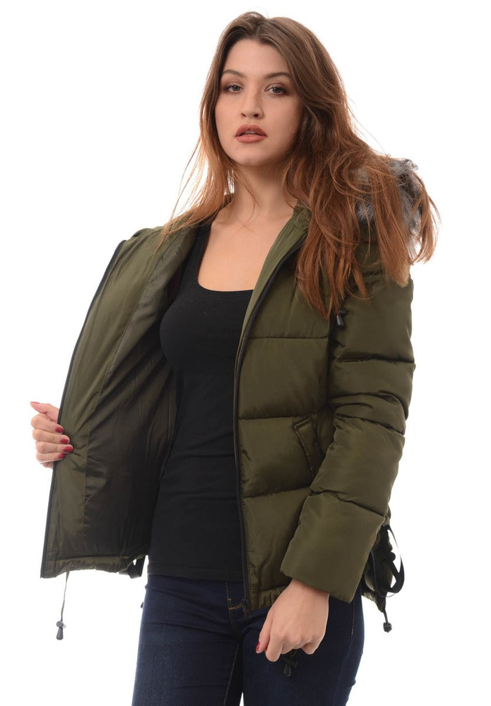 Damska Zimowa Kurtka Ortalionowa Zielona