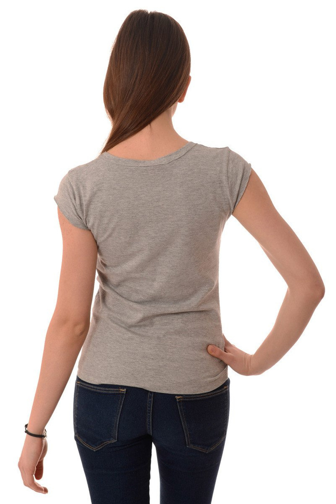 Bluzka Damska Koszulka Krótki Rękaw Szara