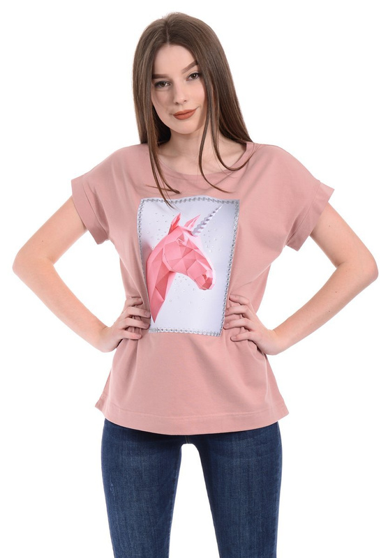 Damska Koszulka z Nadrukiem Różowa