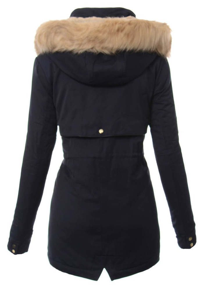 Damska Kurtka Parka Ortalionowa Zimowa Granatowa
