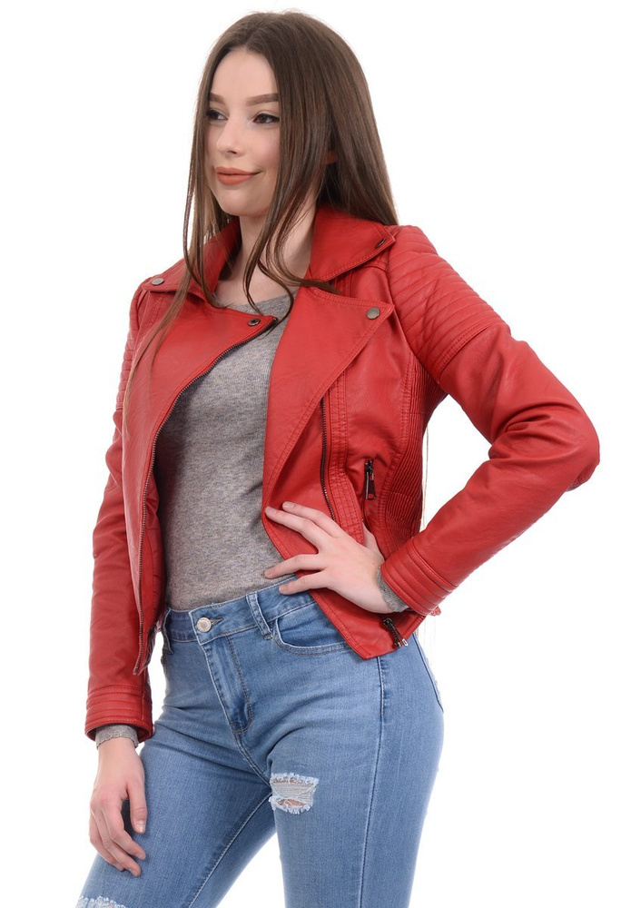 Damska Kurtka Ramoneska Amanda Czerwona