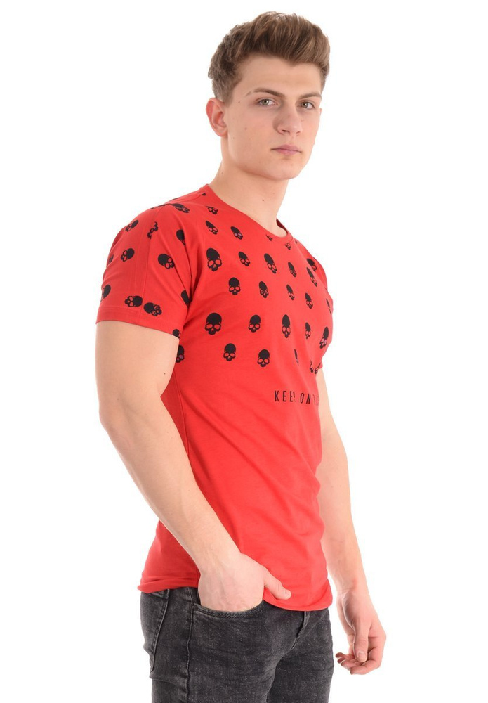 Męska Koszulka T-Shirt Nadruk Czerwona