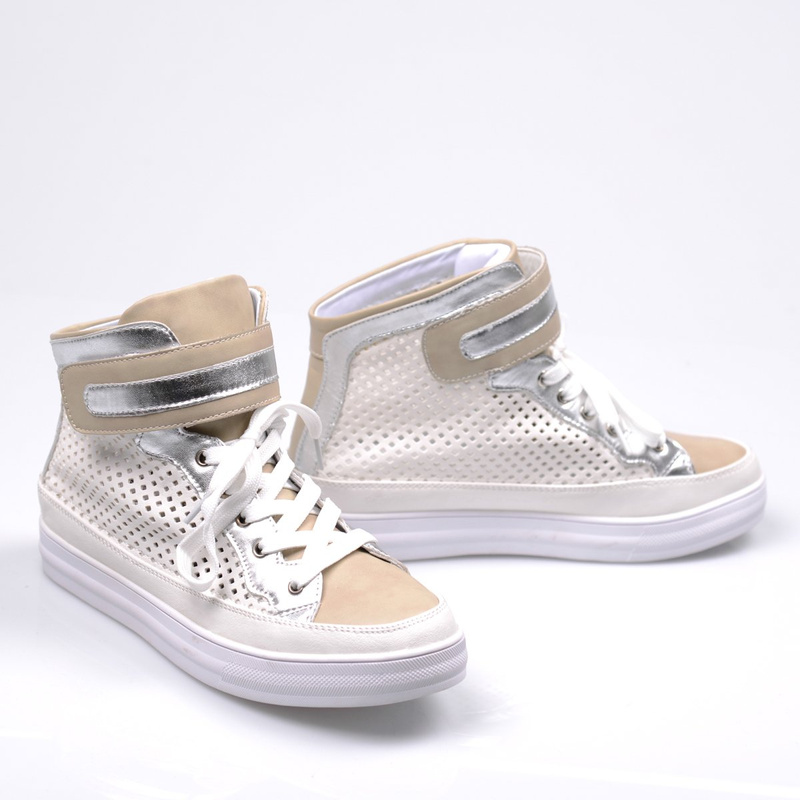 Damskie Sneakersy Botki Ażurowe Anabel Białe