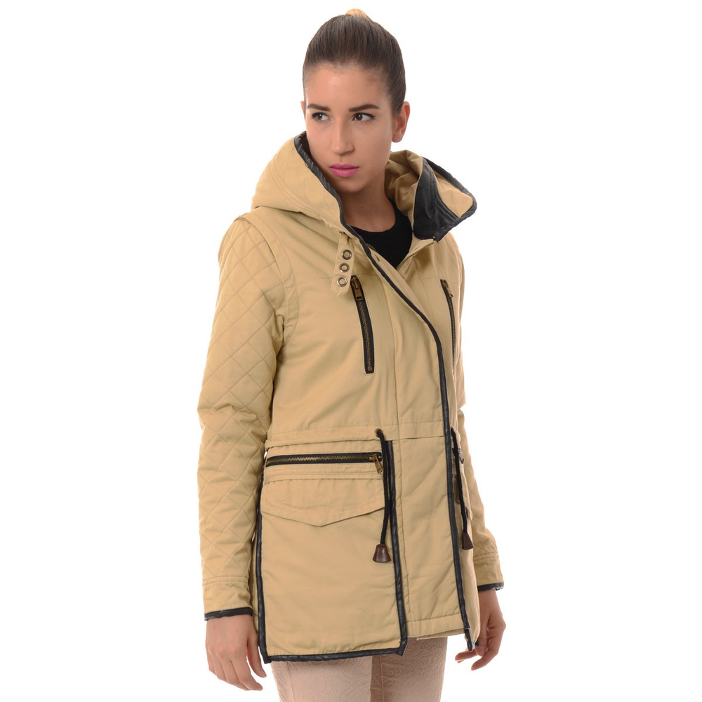 Damska Zimowa Kurtka Parka Beżowa