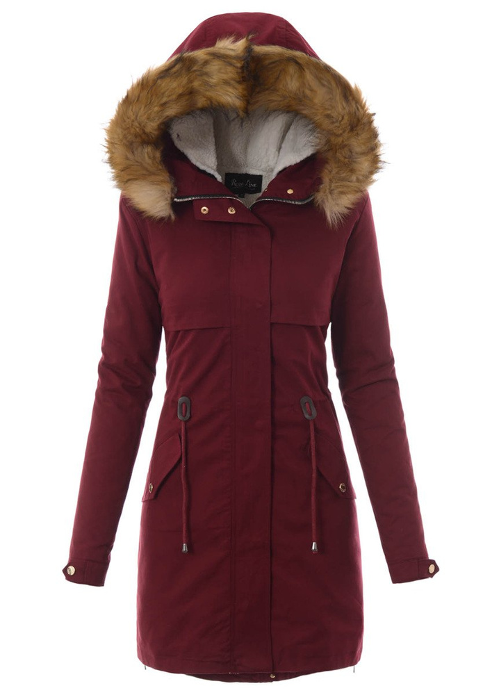 Damska Kurtka Parka Zimowa 2w1 Bordowa