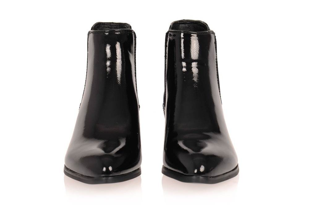 Botki Sztyblety Lakierki Szpic Czarne