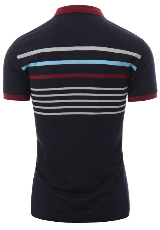 Męska Koszulka Polo W Paski Granatowa