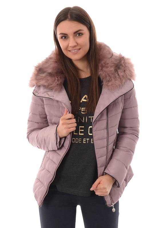 Damska Krótka Zimowa Kurtka Ortalionowa Różowa