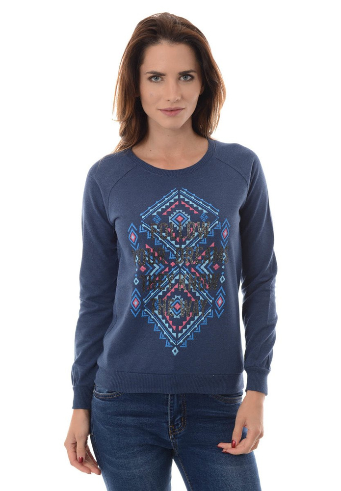 Damska Bluza Bawełniana Nadruk FOLLOW YOUR DREAMS Granatowa