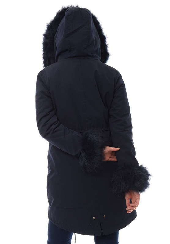 Kurtka Parka 2w1 Aida Granatowa Z Granatowym Futerkiem