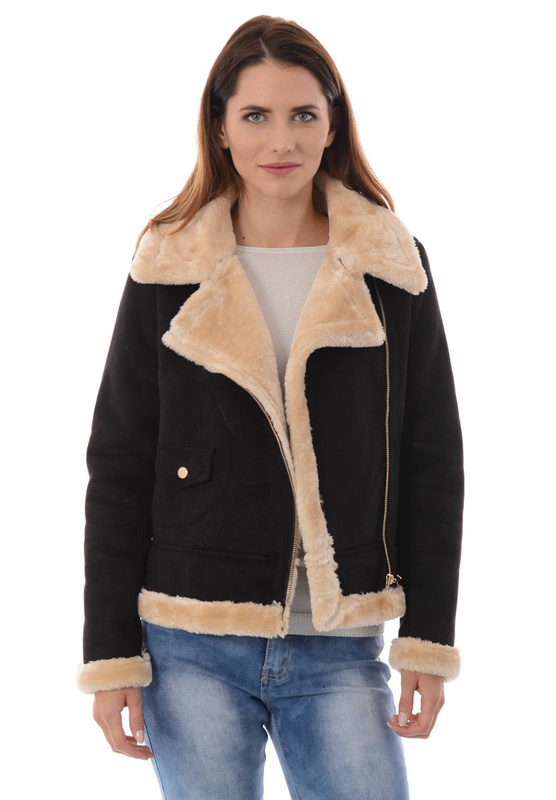 Damska Zimowa Kurtka Kożuszek Aurora Czarna