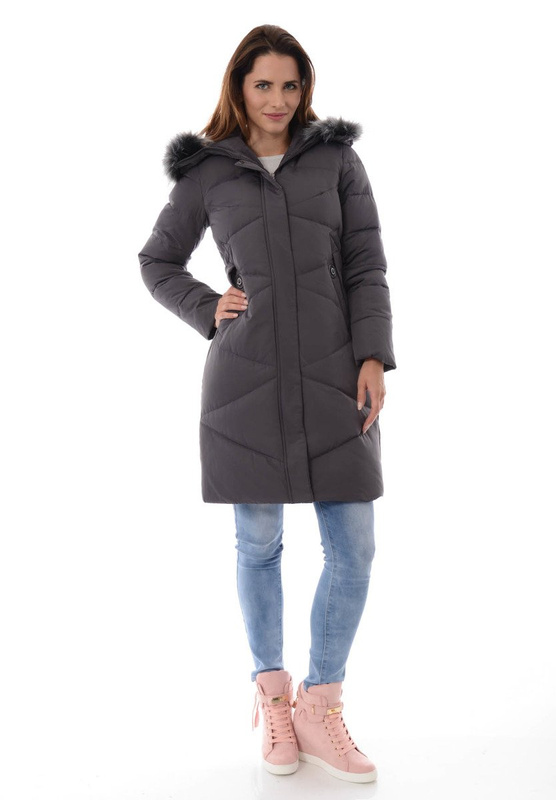 Damska Zimowa Kurtka Ortalionowa Grafitowa