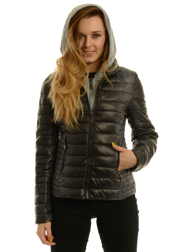 Damska Jesienna Wiosenna Kurtka Ortalionowa Elma Czarna