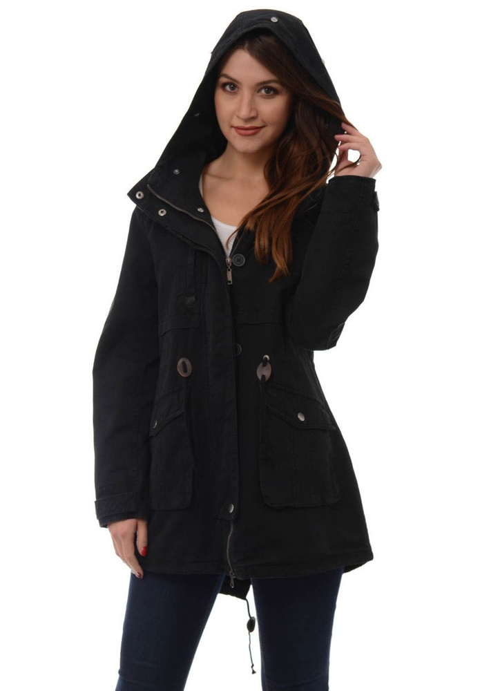 Damska Parka Kurtka Wiosenno Zimowa 2w1 Benita Czarna