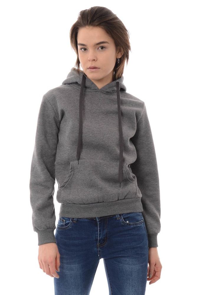 Damska Bluza Bawełniana Z Kapturem Ciemno Szara