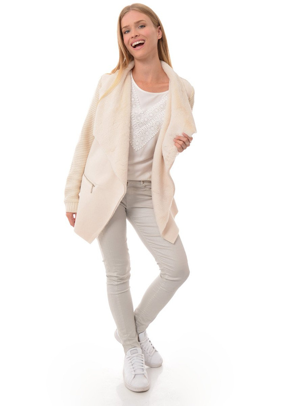 Damska Narzutka Kardigan Beżowy