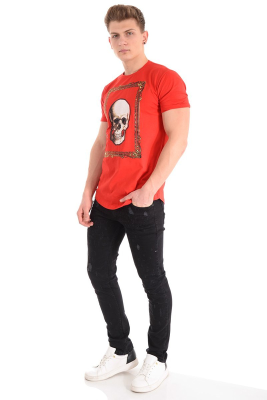 Męska Koszulka T-Shirt Nadruk Czerwona