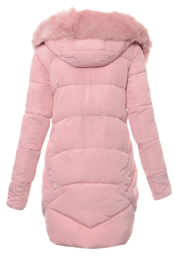 Damska Długa Zimowa Kurtka Ortalionowa Różowa