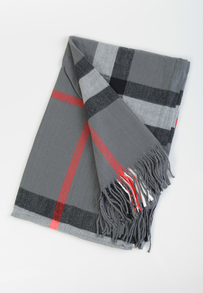 Szal Damski Grafitowy W Kratę