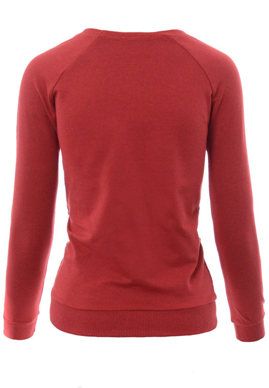 Damska Bluza Bawełniana Nadruk NEW YORK Bordowa