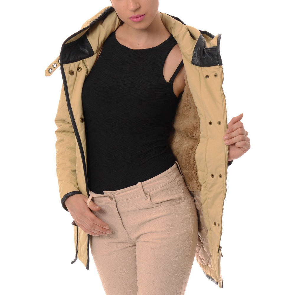 Damska Zimowa Kurtka Parka Beżowa