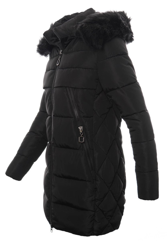 Damska Długa Zimowa Kurtka Ortalionowa Elena Czarna