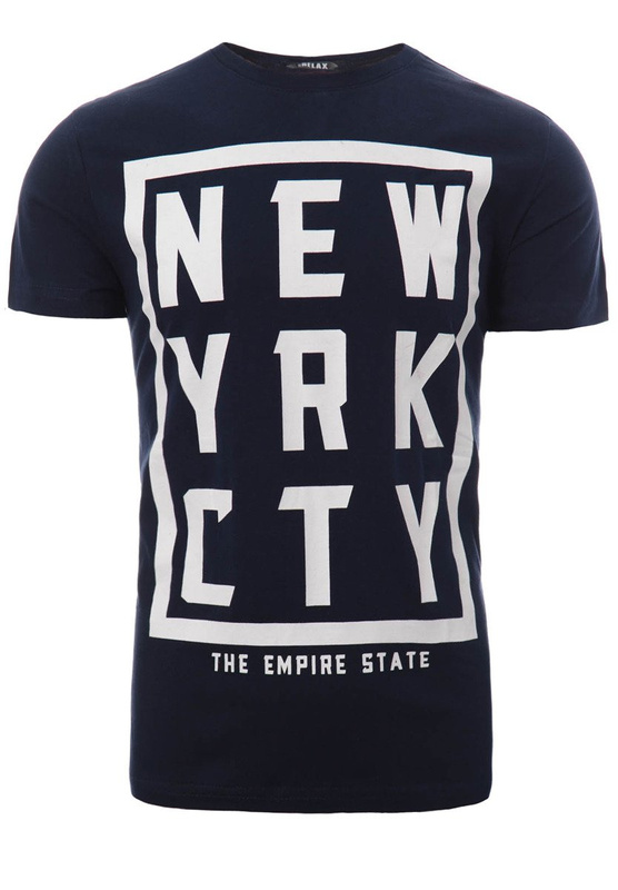 Męska Koszulka T-Shirt Nadruk NEW YRK CTY Granatowa