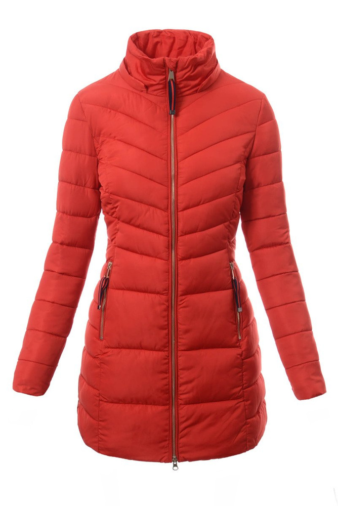 Damska Długa Zimowa Kurtka Ortalionowa Sylwia Czerwona