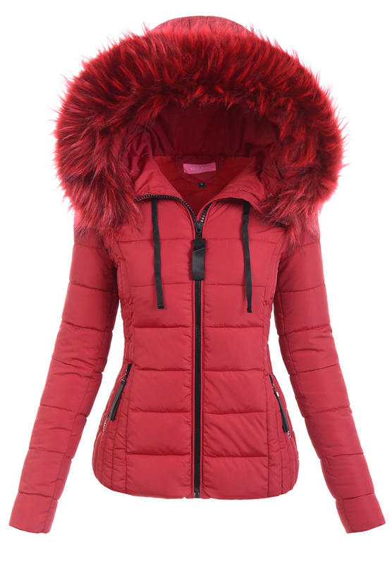 Damska Kurtka Zimowa Ortalionowa Bordowa