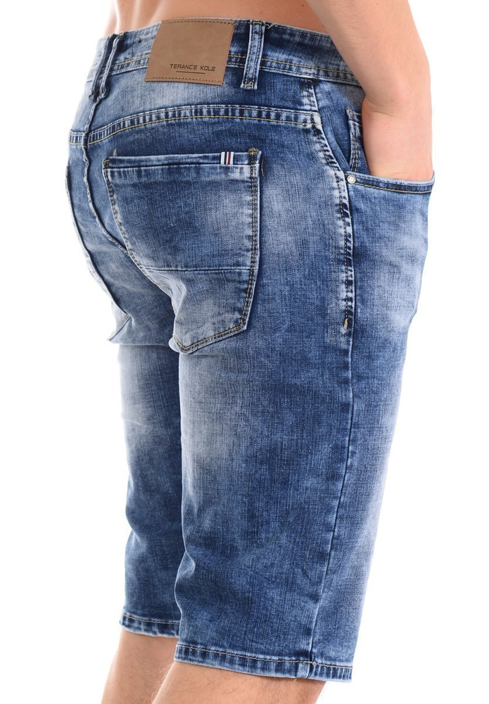 Męskie Spodenki Jeansowe Granatowe