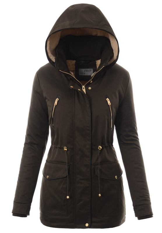 Damska Kurtka Parka Ortalionowa Zimowa Zielona