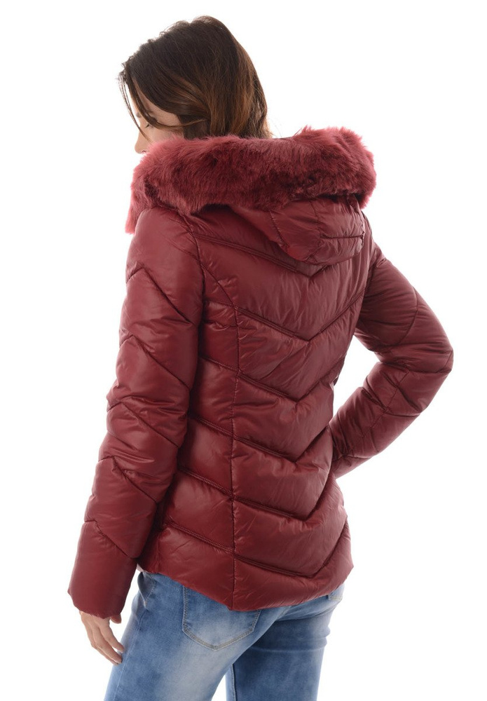 Damska Zimowa Kurtka Ortalionowa Bordowa