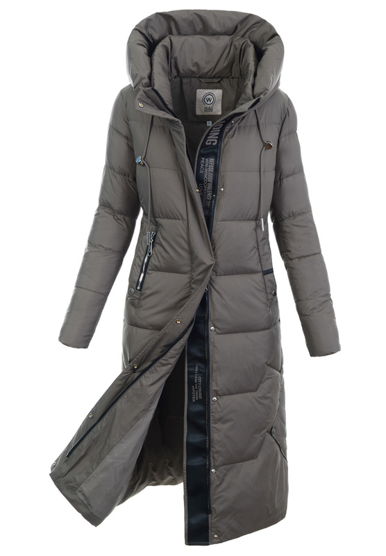 Kurtka Długa Damska Ortalionowa Luiza Brązowa